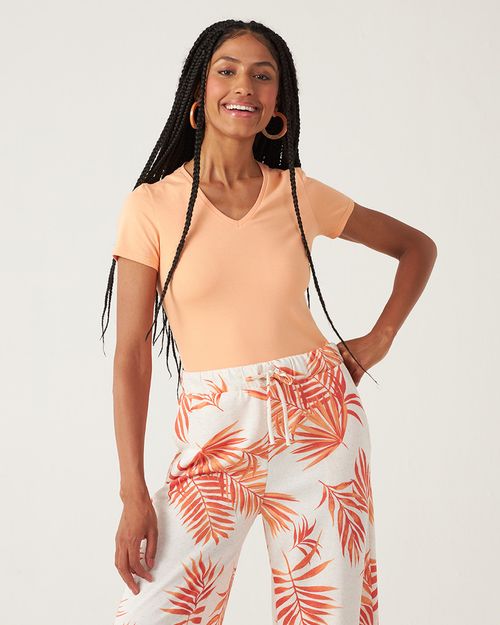 Blusa Básica Feminina Decote V Em Algodão