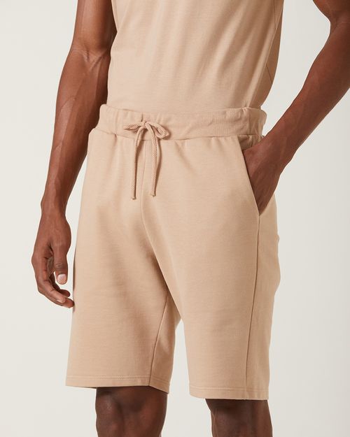 Bermuda Básica Masculina Cintura Média Em Moletom Sem Flanela