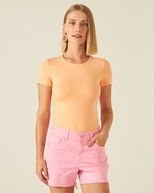 Blusa Básica Feminina Decote Redondo Em Algodão