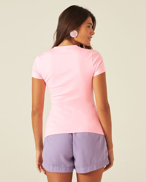 Blusa Básica Feminina Decote V Em Algodão