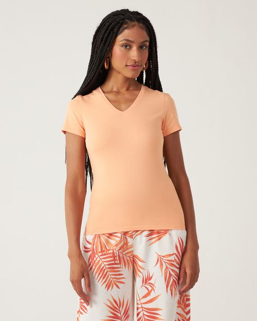 Blusa Básica Feminina Decote V Em Algodão