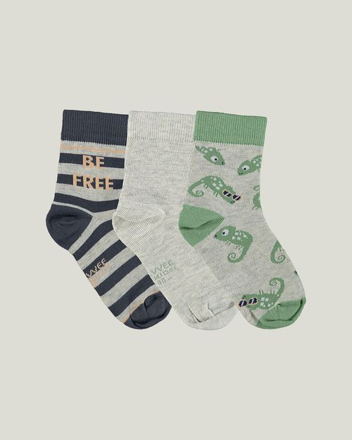 Kit 3 Meias Infantis Menino Cano Curto E Canelado Malwee Kids