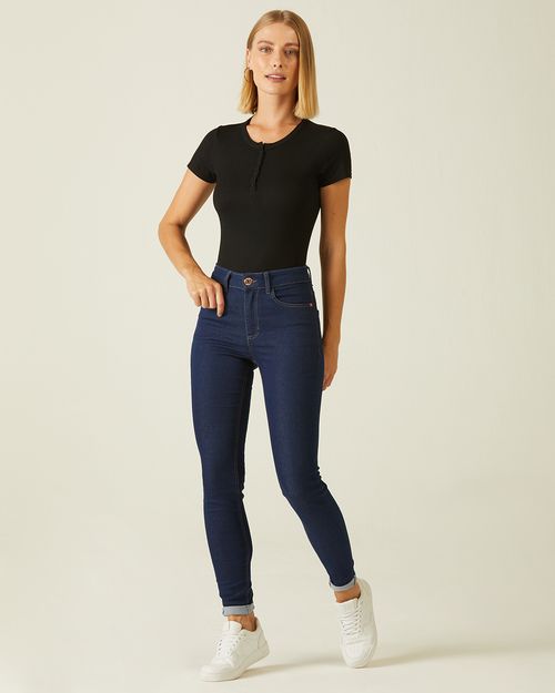 Calça Feminina Skinny Cintura Média Em Flex Jeans
