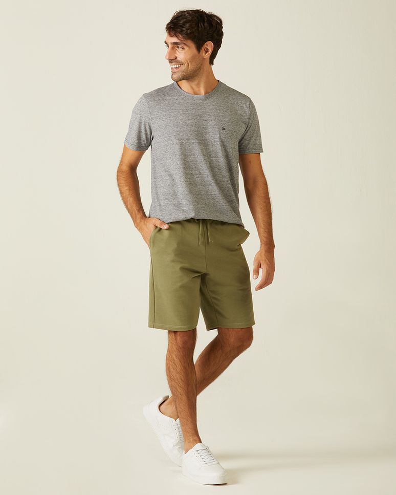 Bermuda Básica Masculina Cintura Média Em Moletom Sem Flanela