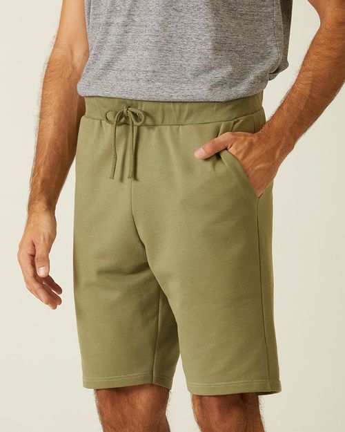 Bermuda Básica Masculina Cintura Média Em Moletom Sem Flanela