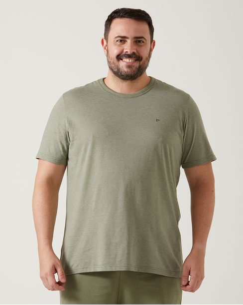 Camiseta Básica Masculina Plus Size Decote Redondo Em Malha Fio A Fio