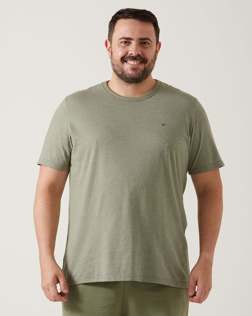 Camiseta Básica Masculina Plus Size Decote Redondo Em Malha Fio A Fio