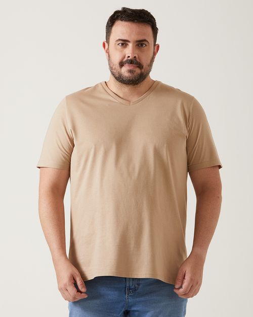 Camiseta Básica Masculina Plus Size Decote V Em Algodão