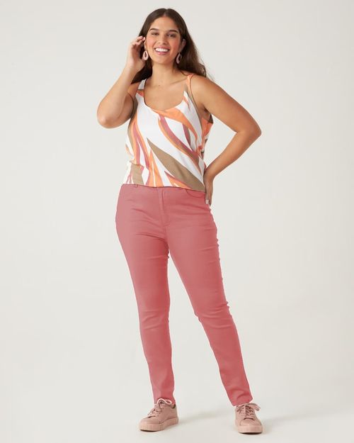 Calça Feminina Plus Size Skinny Em Flex Jeans