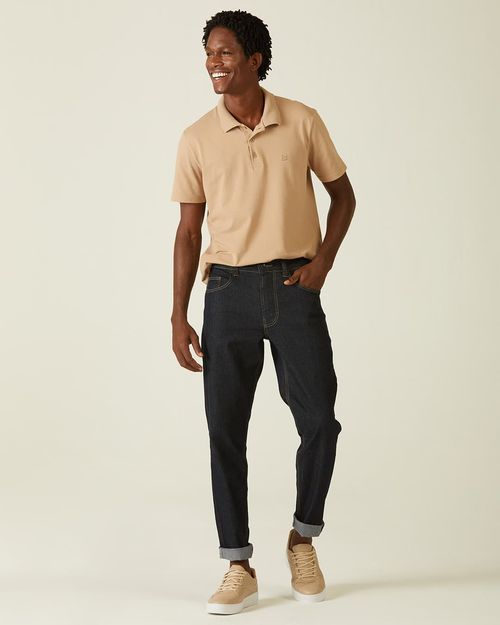 Calça Masculina Slim Bolso Bordado Em Flex Jeans