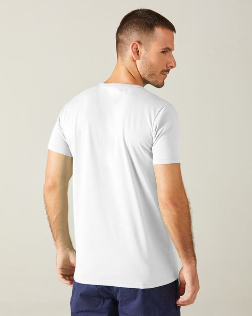 Camiseta Básica Masculina Gola V Em Malha Com Proteção UV50+