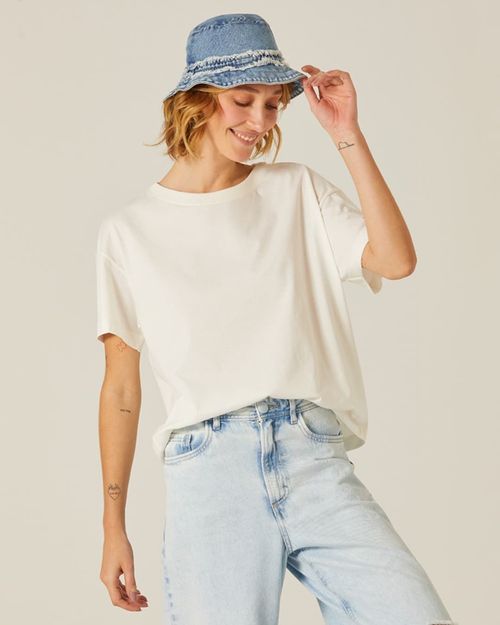Blusa Básica Feminina Oversized Em Algodão