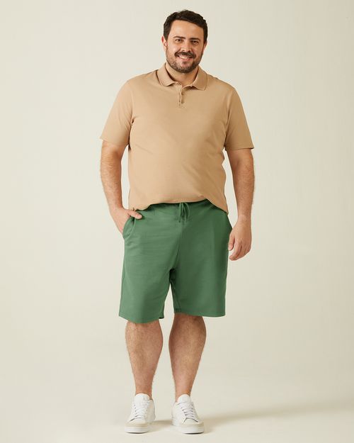 Bermuda Básica Masculina Plus Size Com Bolsos Em Moletom