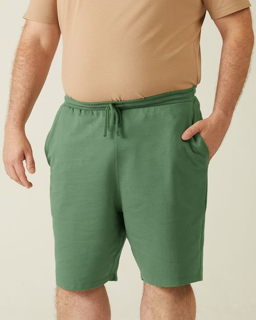 Bermuda Básica Masculina Plus Size Com Bolsos Em Moletom