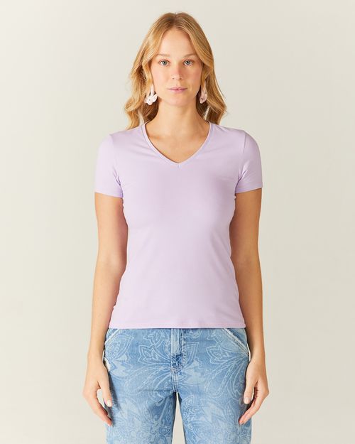 Blusa Básica Feminina Decote V Em Algodão
