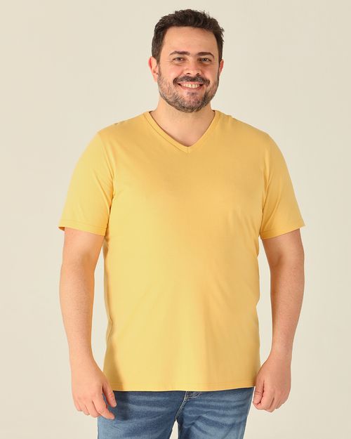 Camiseta Básica Masculina Plus Size Decote V Em Algodão