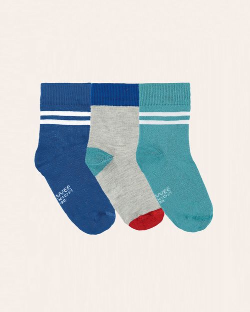 Kit 3 Meias Infantis Unissex Cano Curto e Canelado Malwee Kids