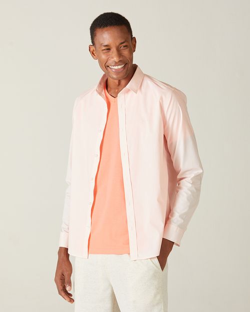 Camisa Básica Masculina Manga Longa Em Tricoline