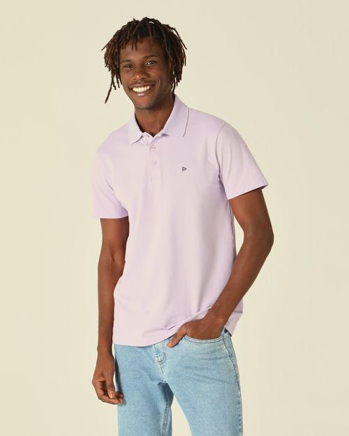 Camisa Polo Básica Masculina Bordado Frontal Em Piquet Stretch