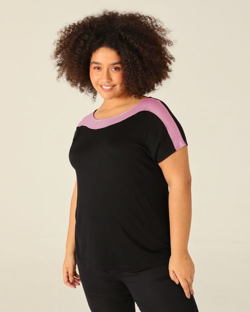 Blusa Básica Feminina Plus Size Decote Canoa Em Viscose Stretch