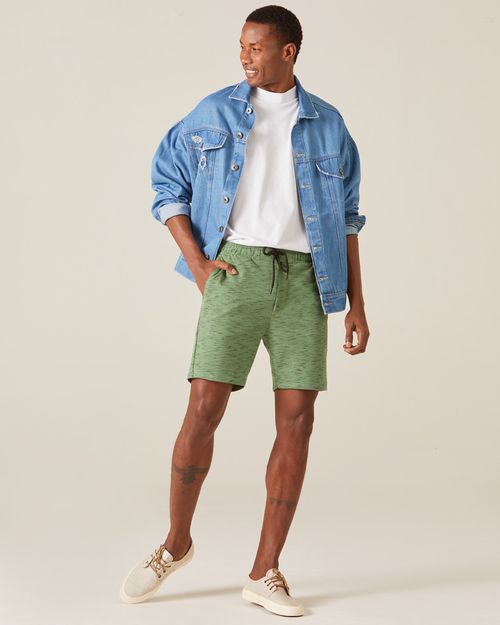 Bermuda Masculina Slim Em Moletinho Rajado