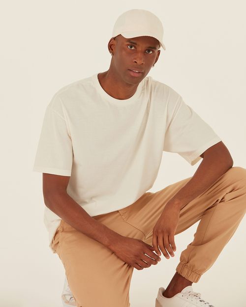 Camiseta Básica Masculina Box Com Decote Redondo Em Algodão