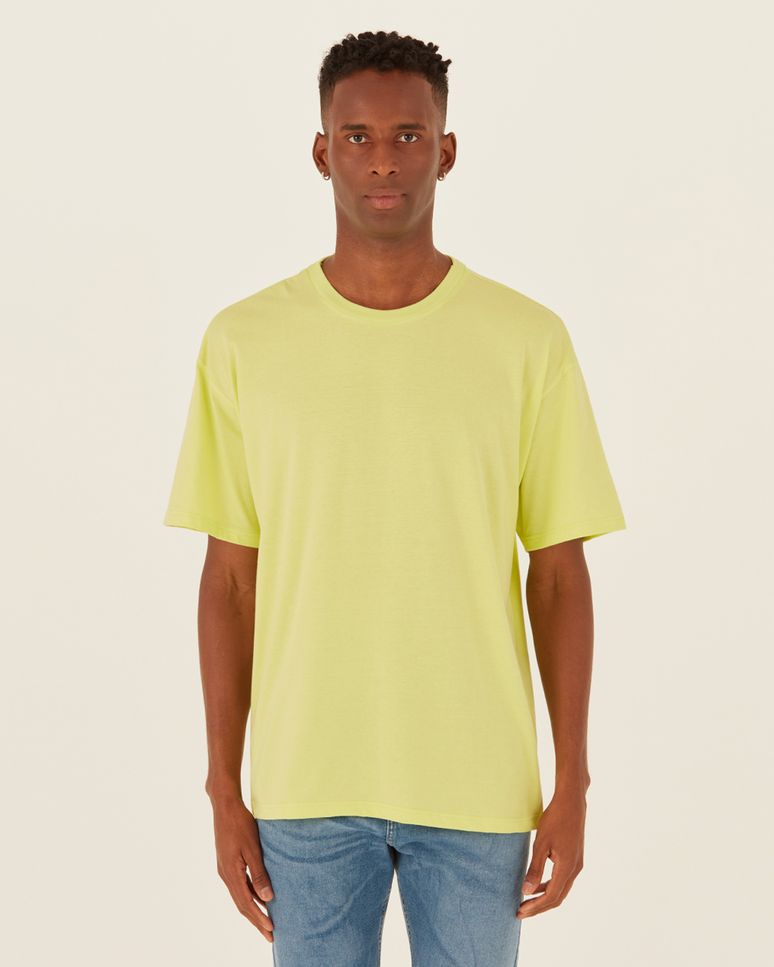 Camiseta Básica Masculina Box Com Decote Redondo Em Algodão