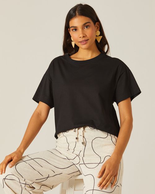 Blusa Básica Feminina Oversized Em Algodão