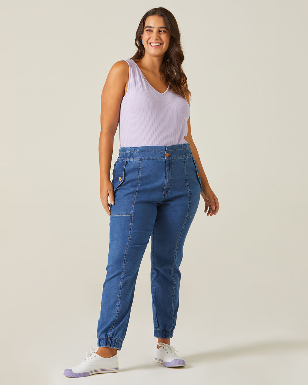 Calça Jogger Feminina Cintura Alta Em Jeans Com Elastano ENFIM Azul 32 -  Malwee