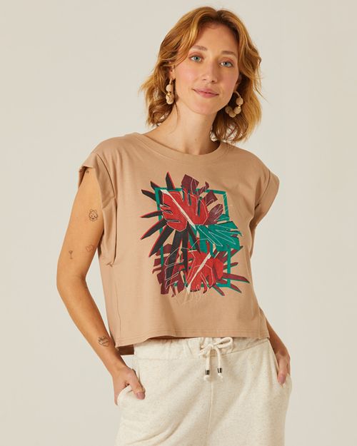 Camiseta Feminina Muscle Tee Com Bordado Em Algodão