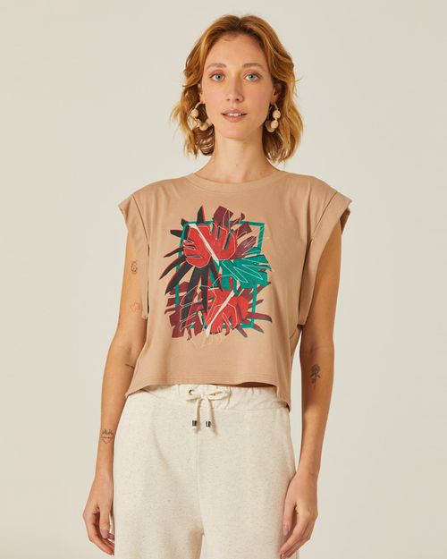 Camiseta Feminina Muscle Tee Com Bordado Em Algodão