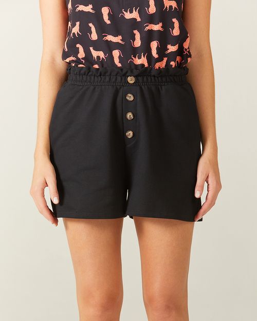 Shorts Feminino Com Botões Em Moletinho Leve