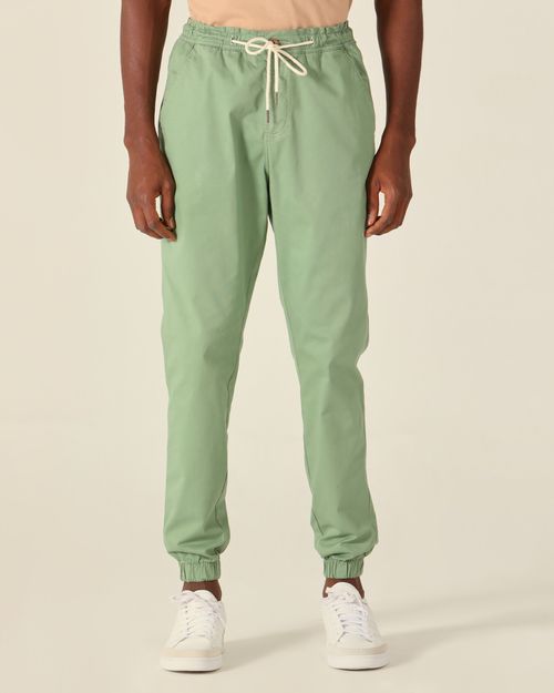 Calça Masculina Jogger Com Cadarço Em Sarja Com Elastano