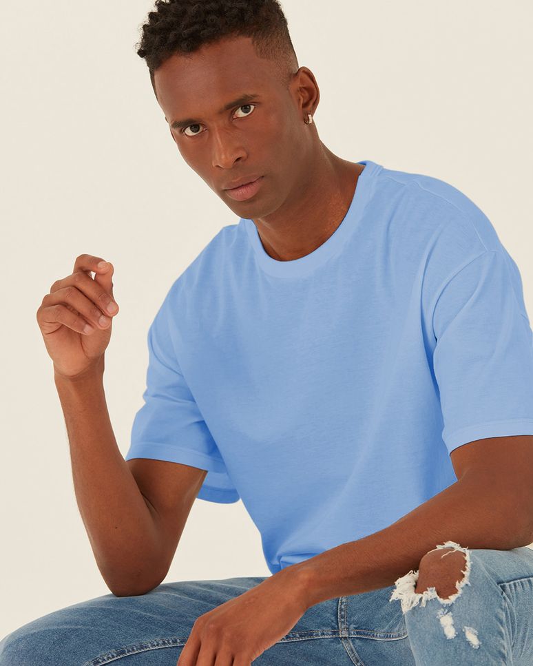 Camiseta Básica Masculina Box Com Decote Redondo Em Algodão