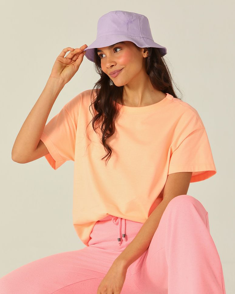 Blusa Básica Feminina Neon Oversized Em Algodão
