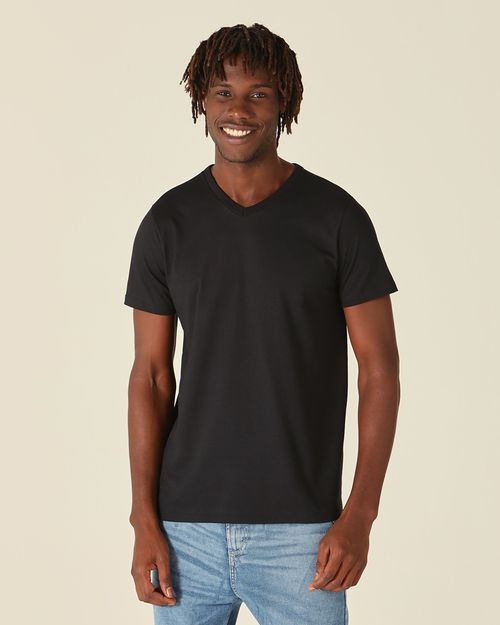 Camiseta Básica Masculina Gola V Em Malha Com Proteção UV50+
