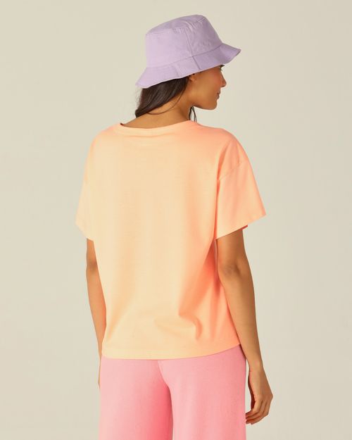 Blusa Básica Feminina Neon Oversized Em Algodão