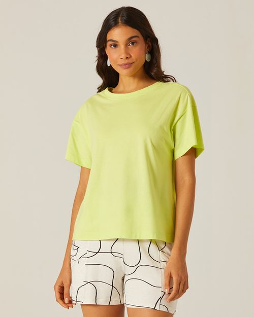 Blusa Básica Feminina Neon Oversized Em Algodão