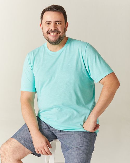 Camiseta Básica Masculina Plus Size Em Malha Fio A Fio