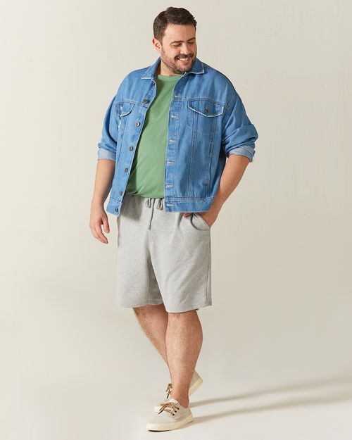 Bermuda Básica Masculina Plus Size Em Moletom Sem Flanela