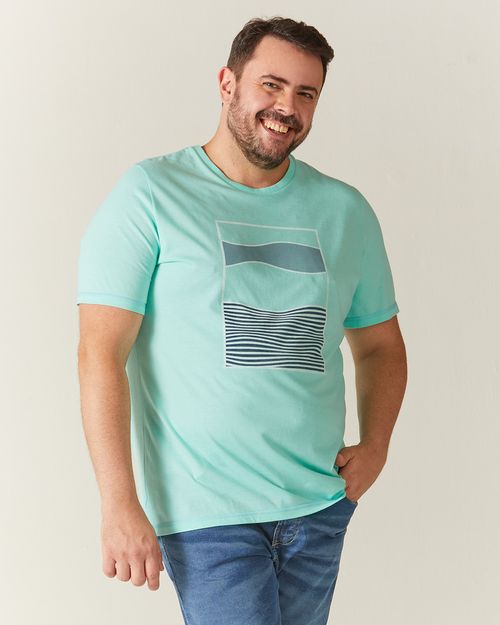 Camiseta Masculina Plus Size Em Malha Mesclada