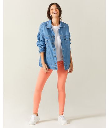 Calça Legging Básica Feminina Cintura Média Em Algodão