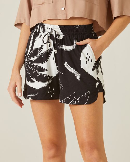 Shorts Clochard Feminino Tropical Em Viscose Stretch