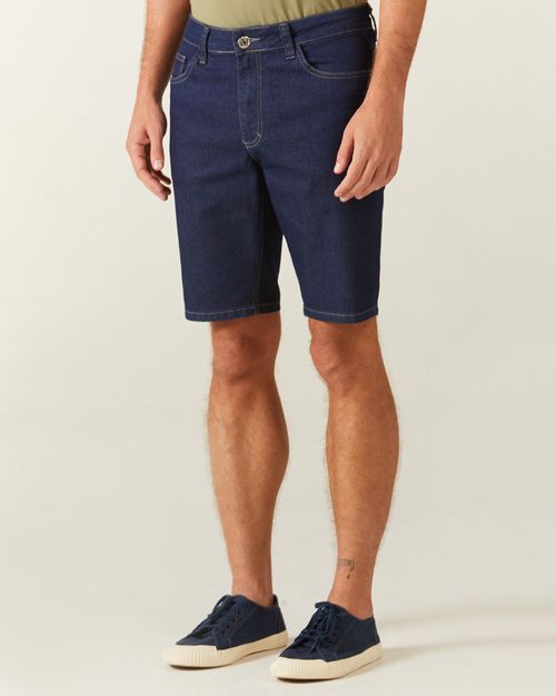 Bermuda Masculina Tradicional Em Jeans Com Elastano