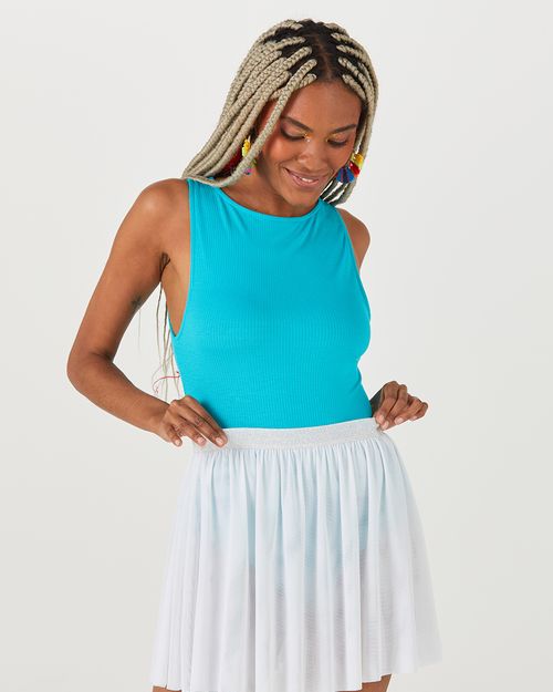 Body Feminino Cava Profunda Em Malha Canelada