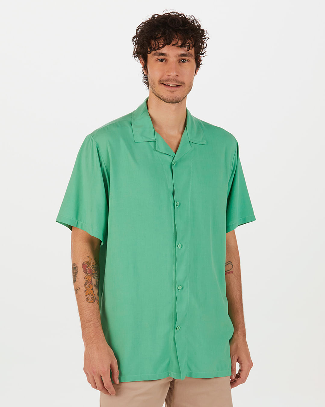 Camisa Masculina Oversized Em Viscose Verde Claro - XGG - Malwee