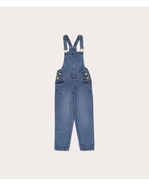 Jardineira Infantil Unissex Alça Regulável Em Jeans Moletom Malwee Kids