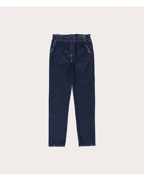 Calça Infantil Menina Paper Bag Em Jeans Moletom Malwee Kids