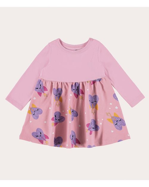 Vestido Infantil Manga Longa Em Ribana Leve Malwee Kids