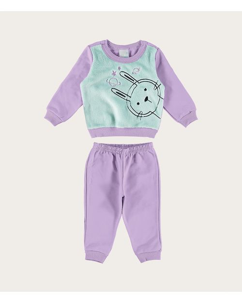 Conjunto Infantil Menina Em Moletom E Pelúcia Malwee Kids